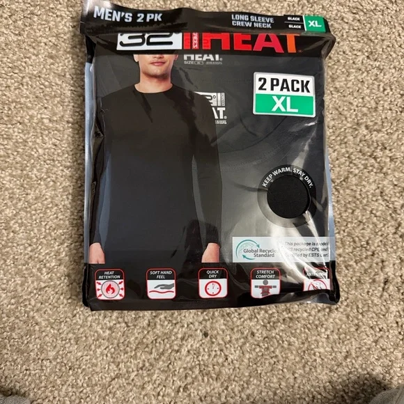 32 Degrees Black Crew Neck Long Sleeve Shirt XL 2-Pack - Picture 2 of 2
